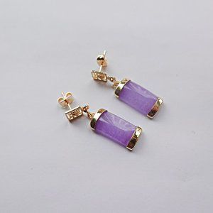 Chinese Lavender Jade Gold Filled Earrings